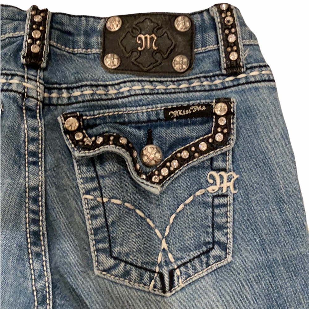Miss Me Low Rise Skinny Bootcut Rhinestone Jeans - Picture 11 of 16
